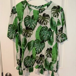 Tropical Green Leaf Print Women's Set
